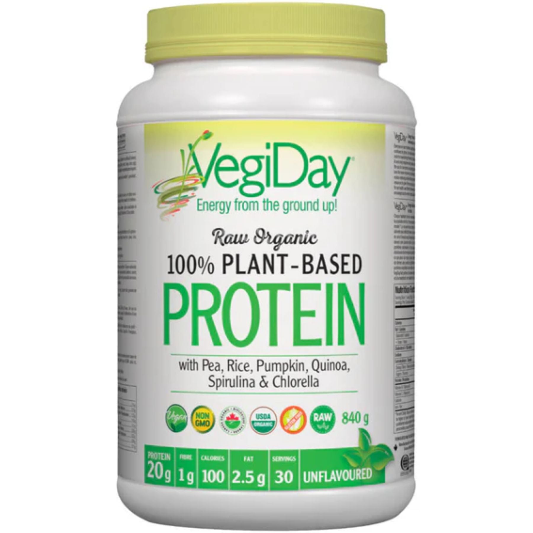 VegiDay Raw Organic Plant-Based Protein Unflavoured 840g