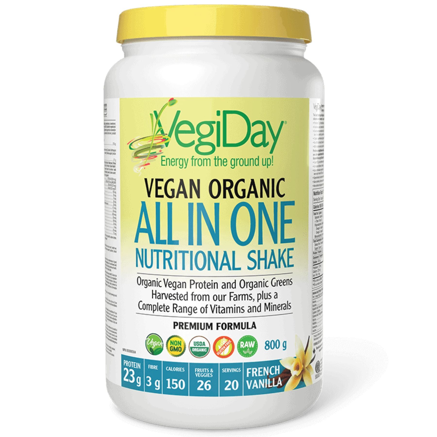 VegiDay Vegan Organic All in One Nutritional Shake - French Vanilla 800g