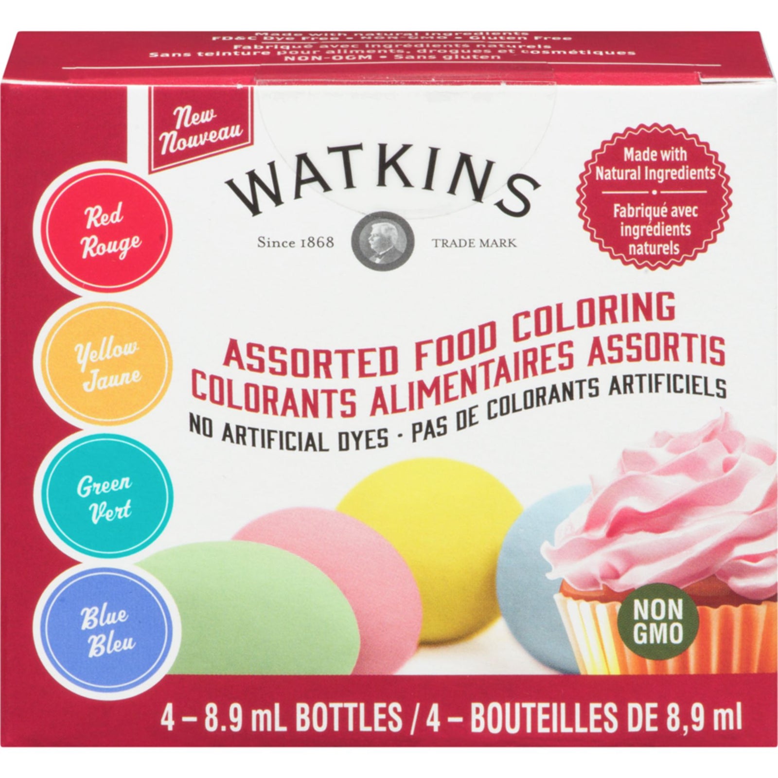 Watkins Assorted Food Coloring 4 Pack (4x8.9ml)