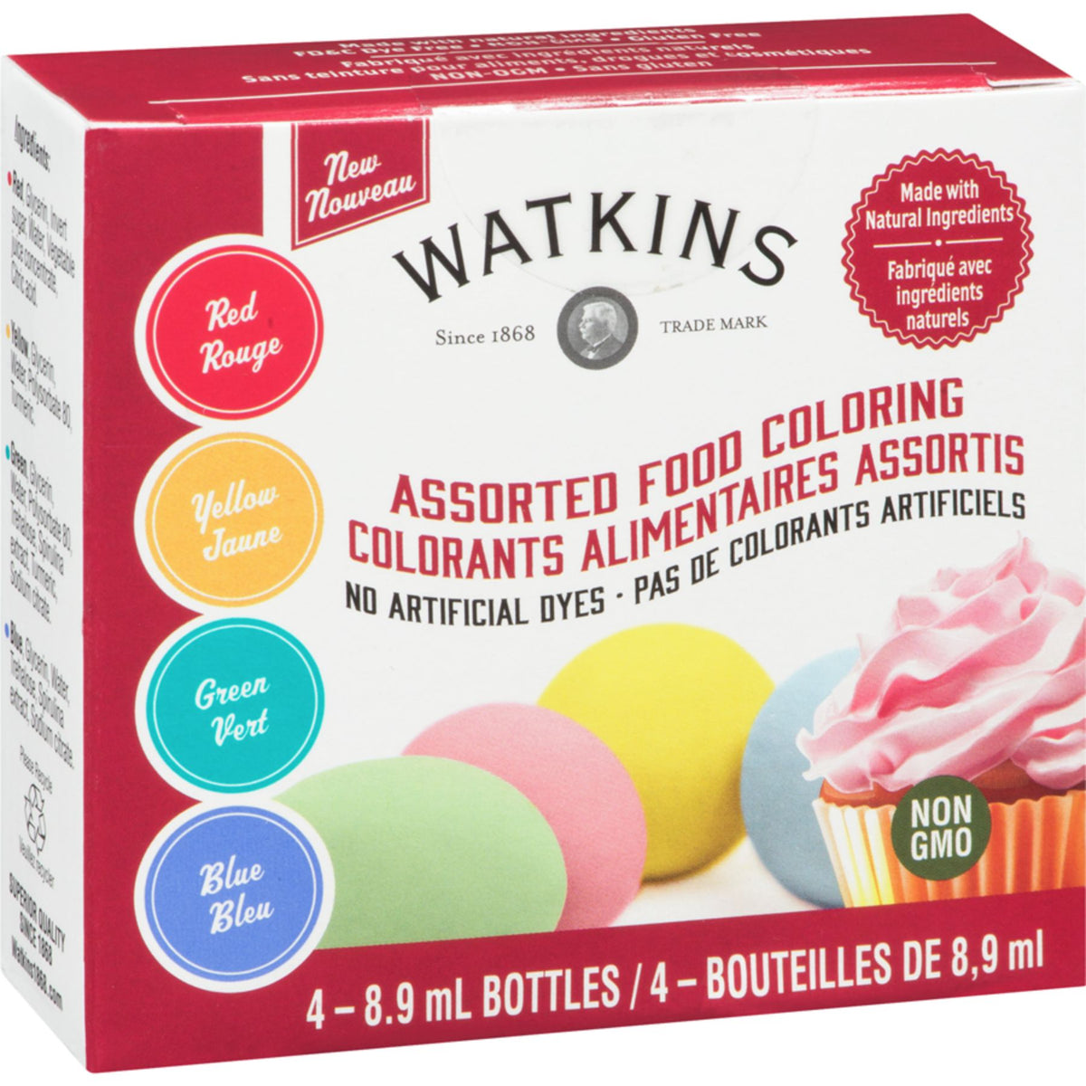 Watkins Assorted Food Coloring 4 Pack (4x8.9ml)
