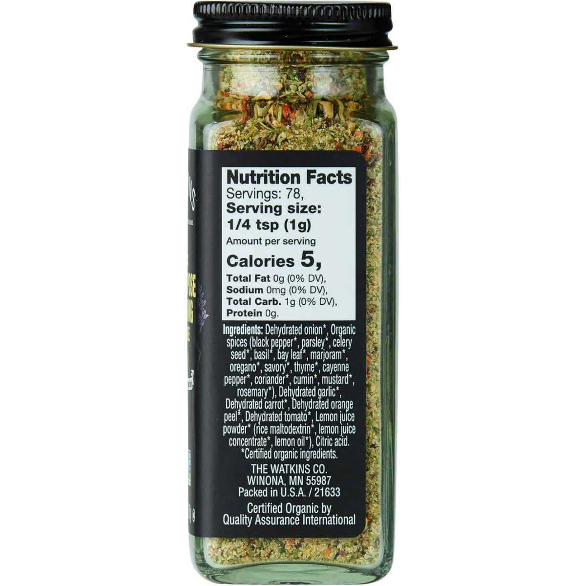 Watkins Organic All Purpose Salt Free Seasoning 78g