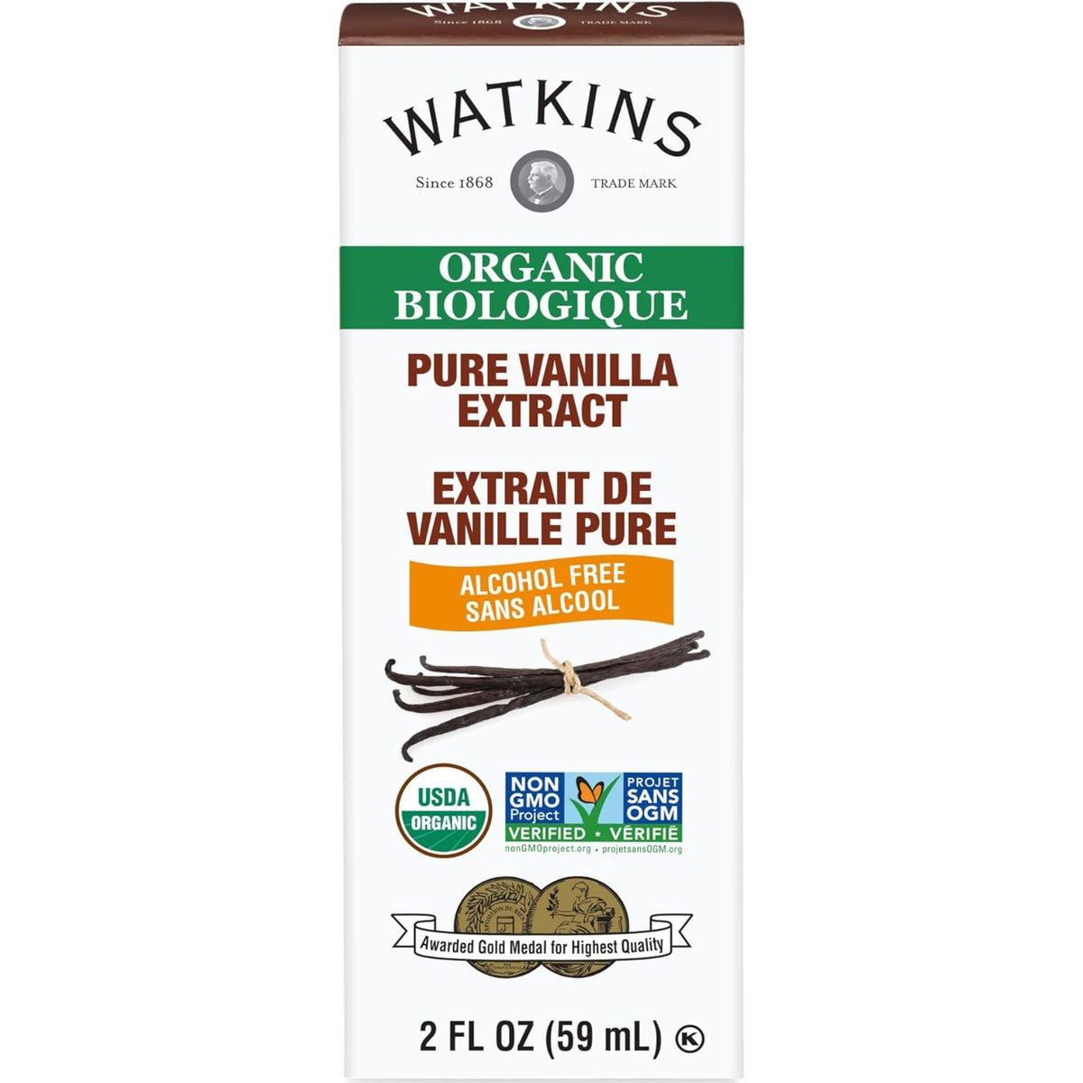 Watkins Organic Pure Vanilla Alcohol-Free Extract 59mL