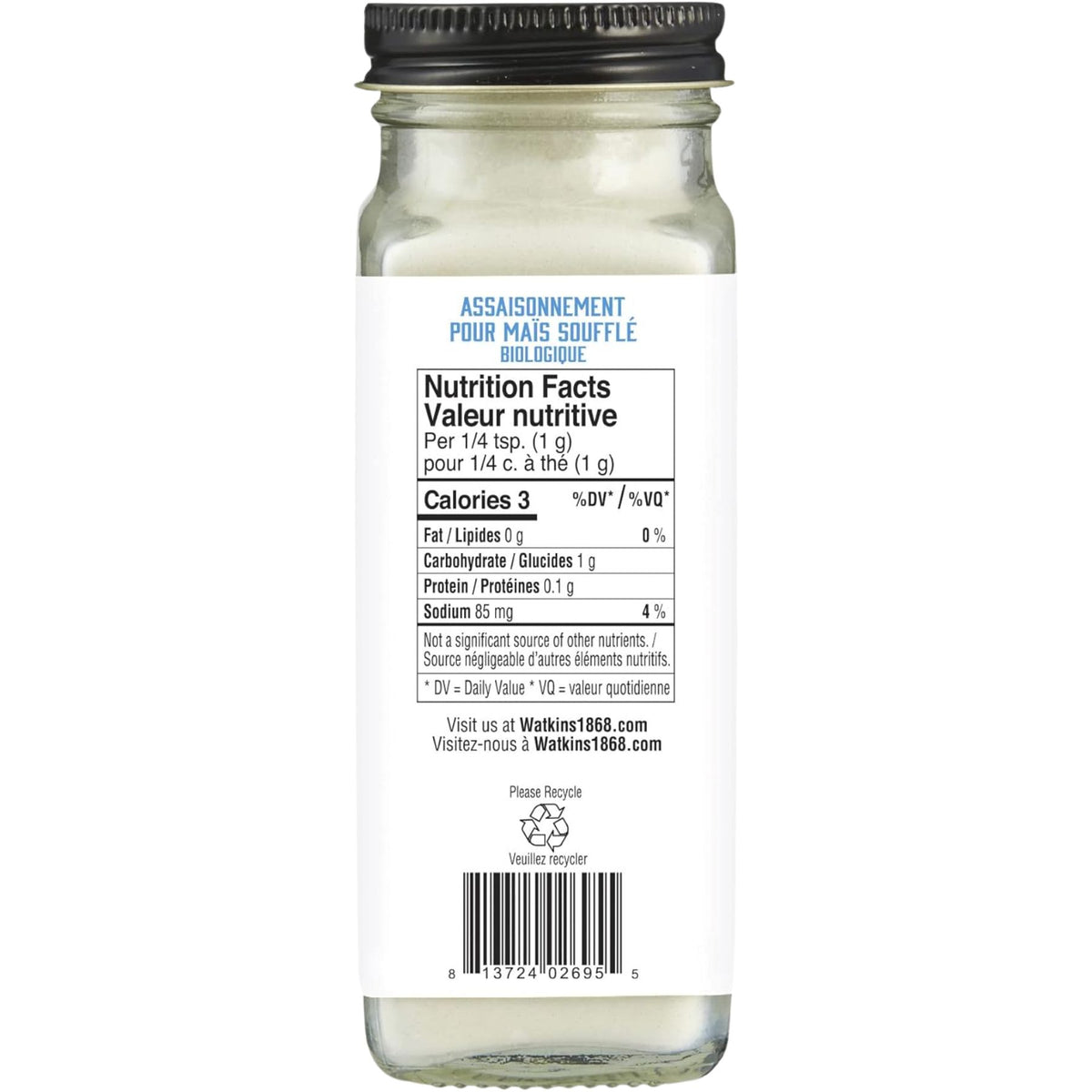 Watkins Organic Ranch Popcorn Seasoning 102g