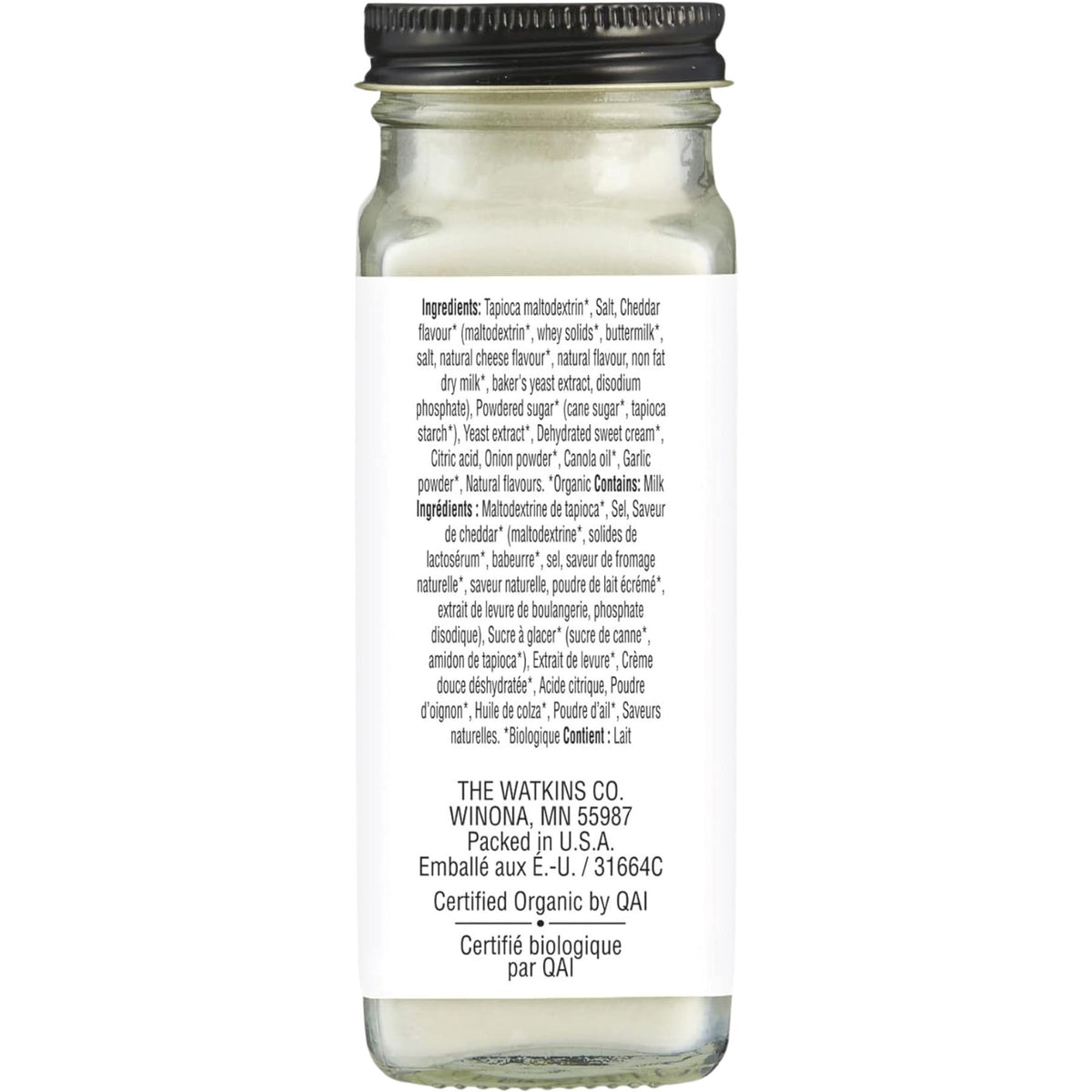 Watkins Organic White Cheddar Popcorn Seasoning 93g