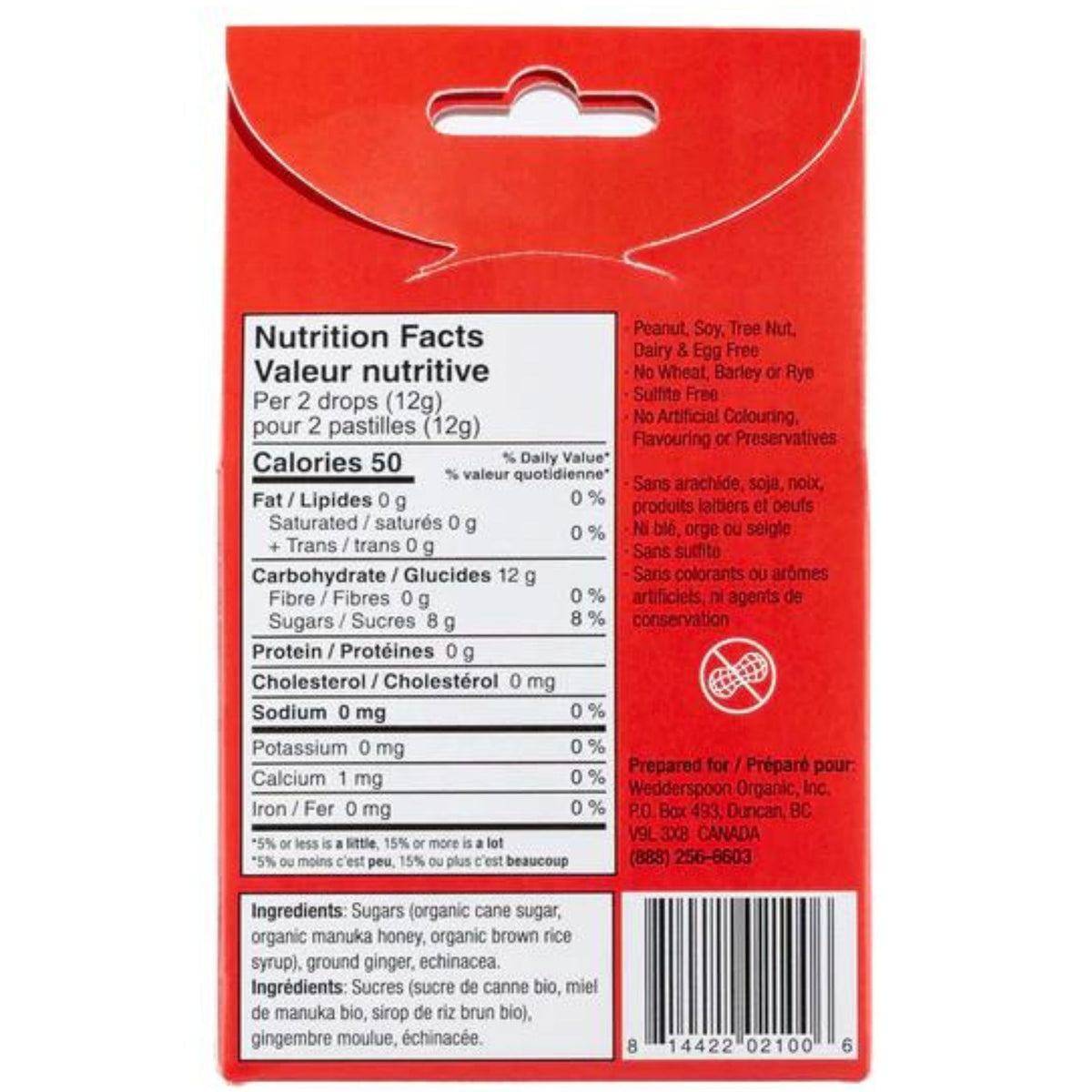 Wedderspoon Organic Manuka Honey Drops Ginger