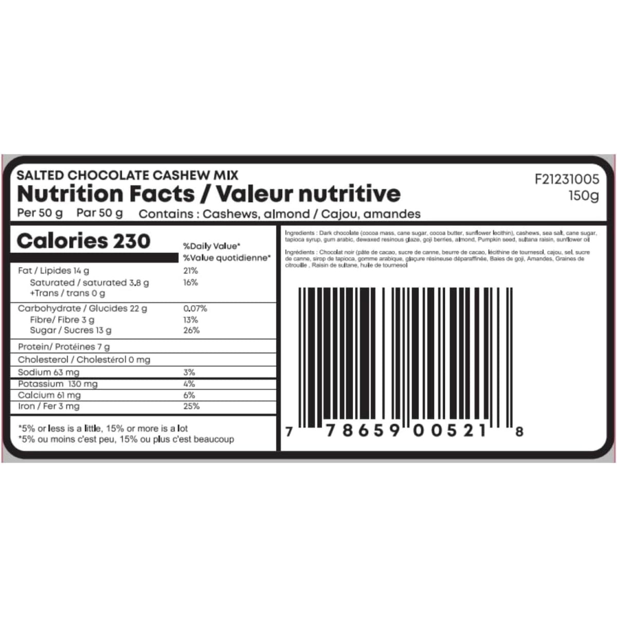 Westpoint Naturals Salted Chocolate Cashew Snack Mix 150g