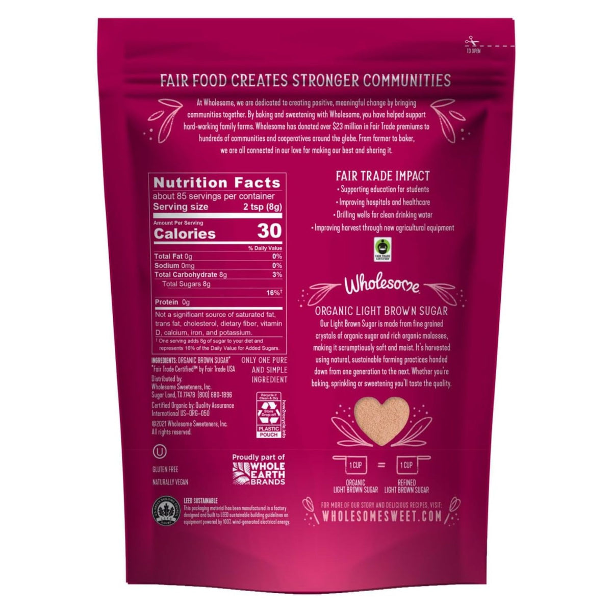 Wholesome Sweeteners Organic Light Brown Sugar 680g
