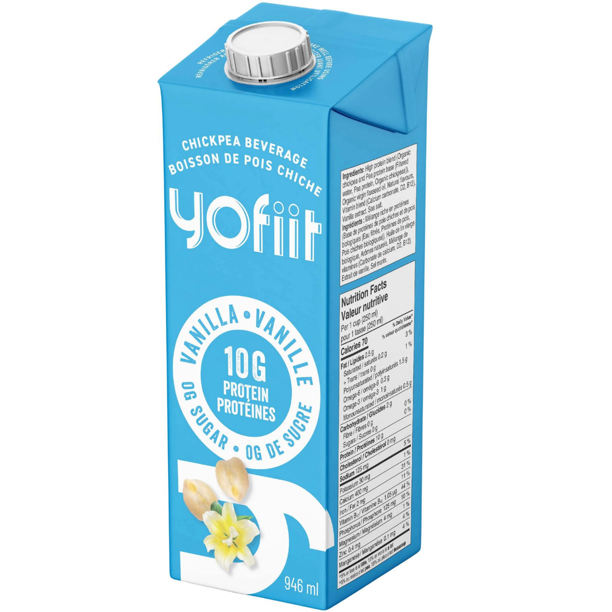 Yofiit High Protein Chickpea Milk Unsweetened Vanilla 946mL