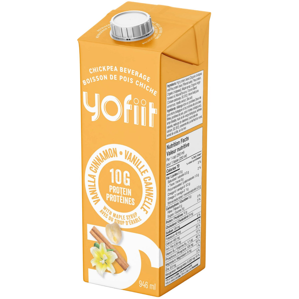 Yofiit High Protein Chickpea Milk Vanilla Cinnamon 946mL
