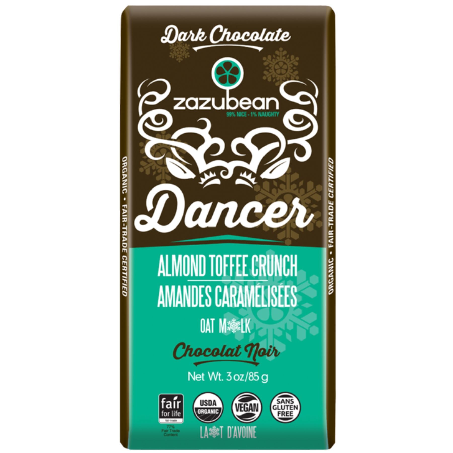 Zazubean Dancer Almond Toffee Crunch Chocolate Bar 85g