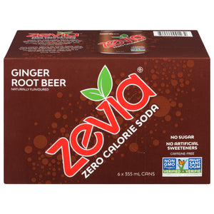 Zevia Zero Calorie Ginger Root Beer 6x355ml