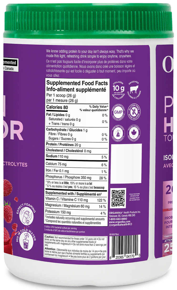 Organika All Day Protein Hydrator 650g - Wild Raspberry