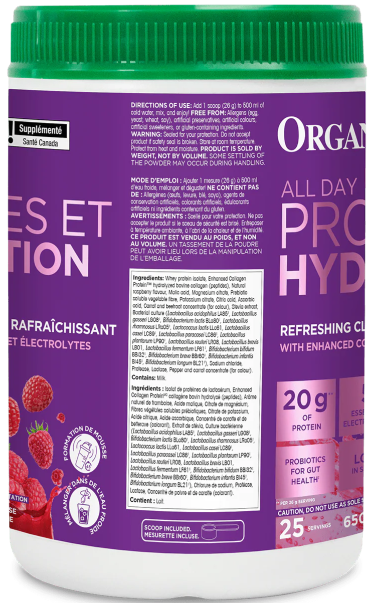 Organika All Day Protein Hydrator 650g - Wild Raspberry