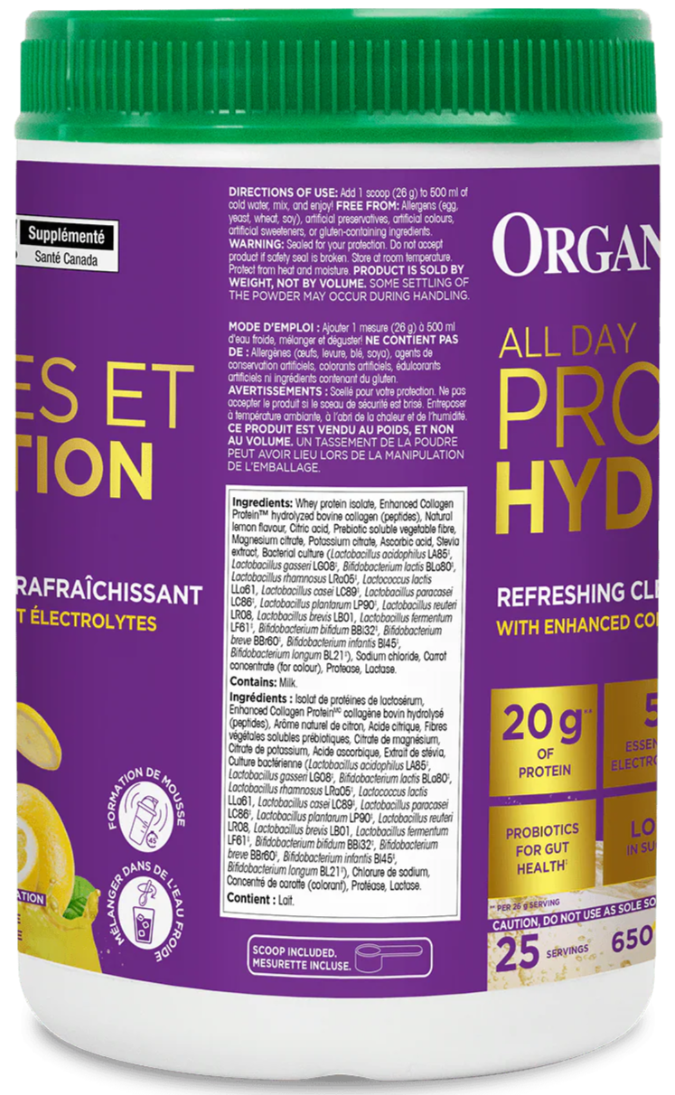 Organika All Day Protein Hydrator 650g - Classic Lemonade