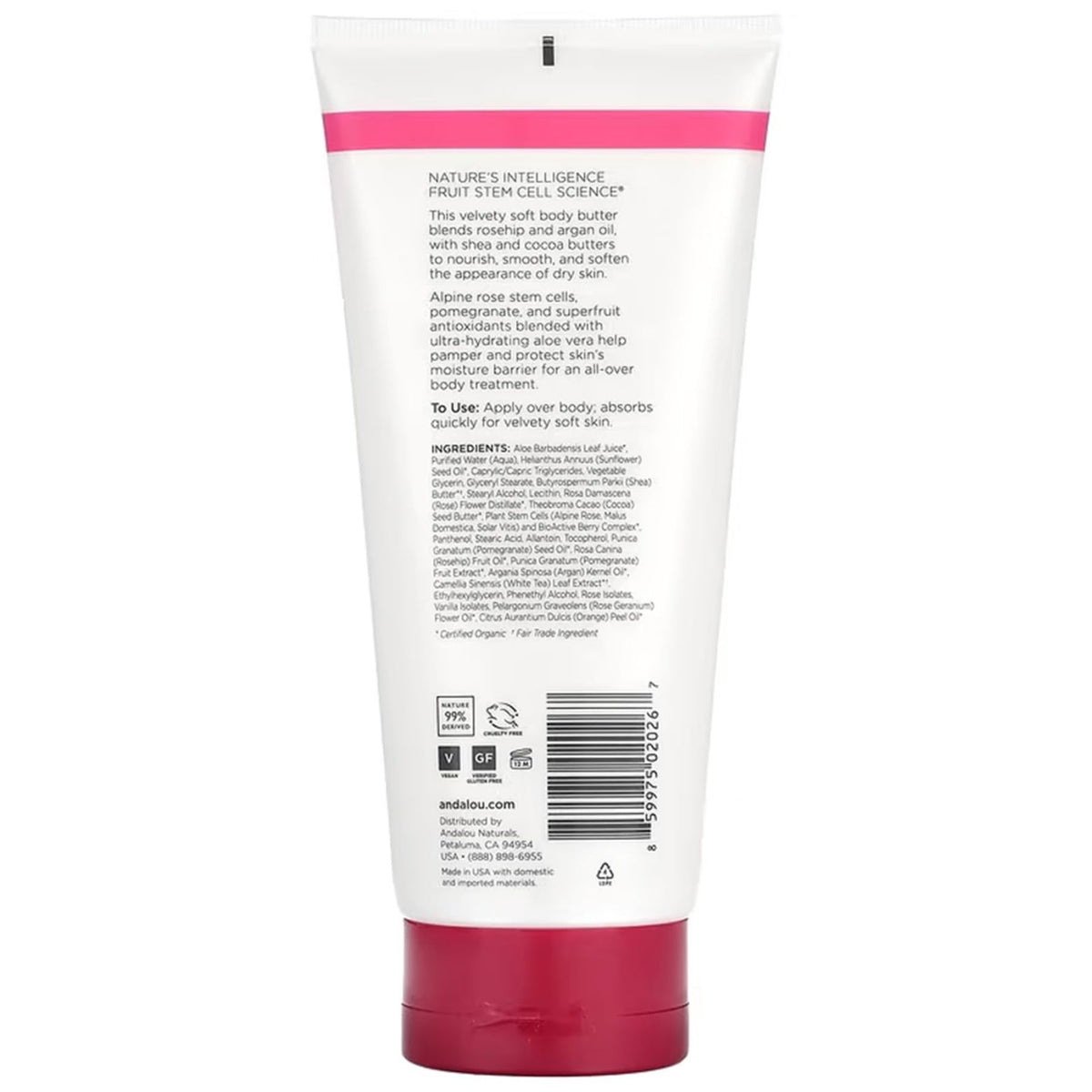 Andalou 1000 Roses Velvet Soft Body Butter 236mL