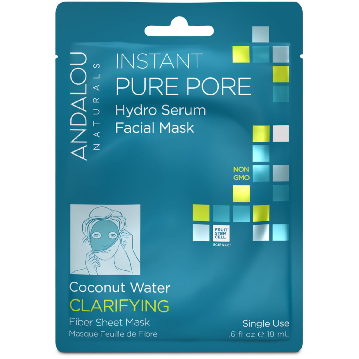 Andalou Naturals Instant Pure Pore Hydro Serum Facial Sheet Mask 18mL