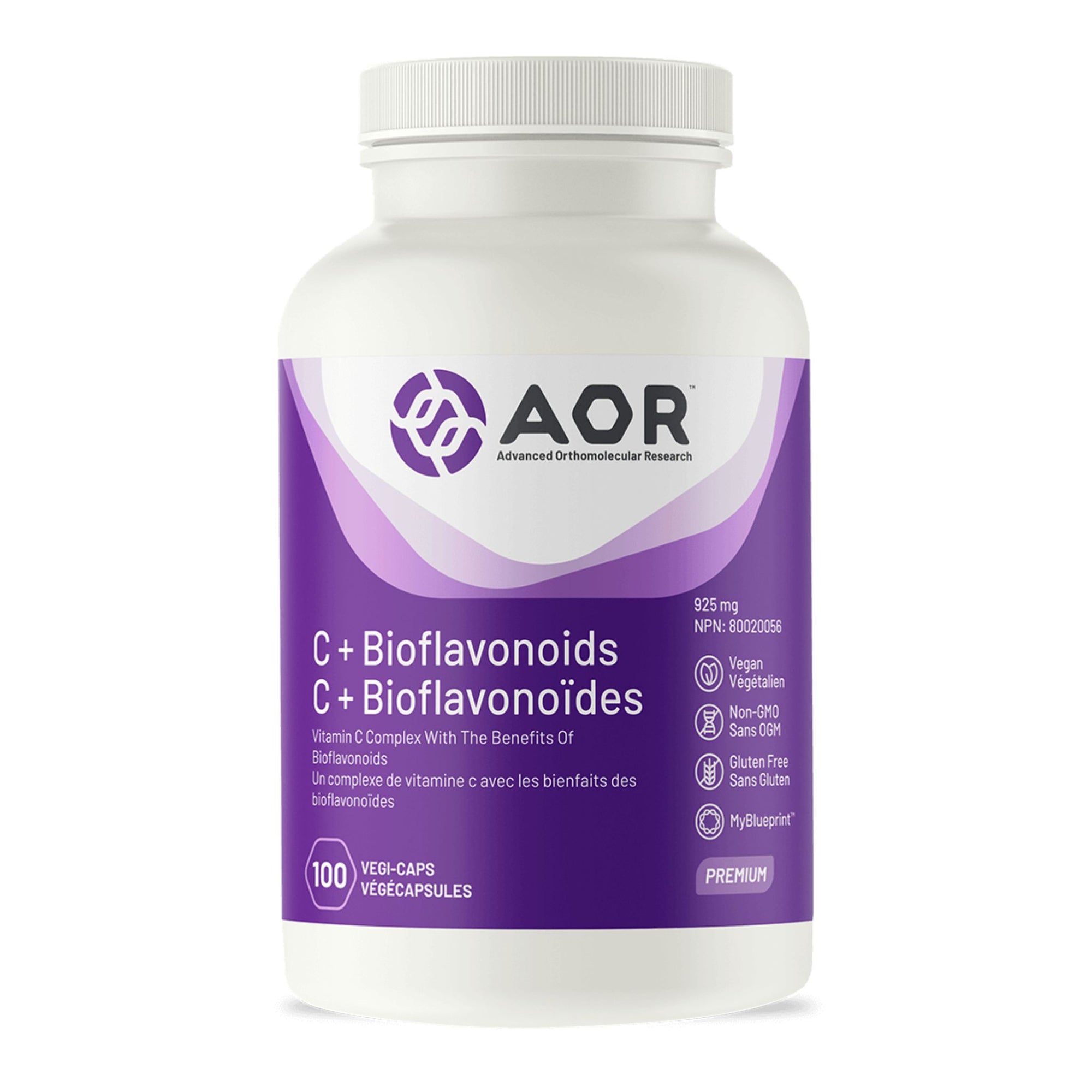 AOR C+ Bioflavonoids 100 Vegetable Capsules, 925mg - a Vitamin C Complex with the Benefits of Bioflavonoids. 