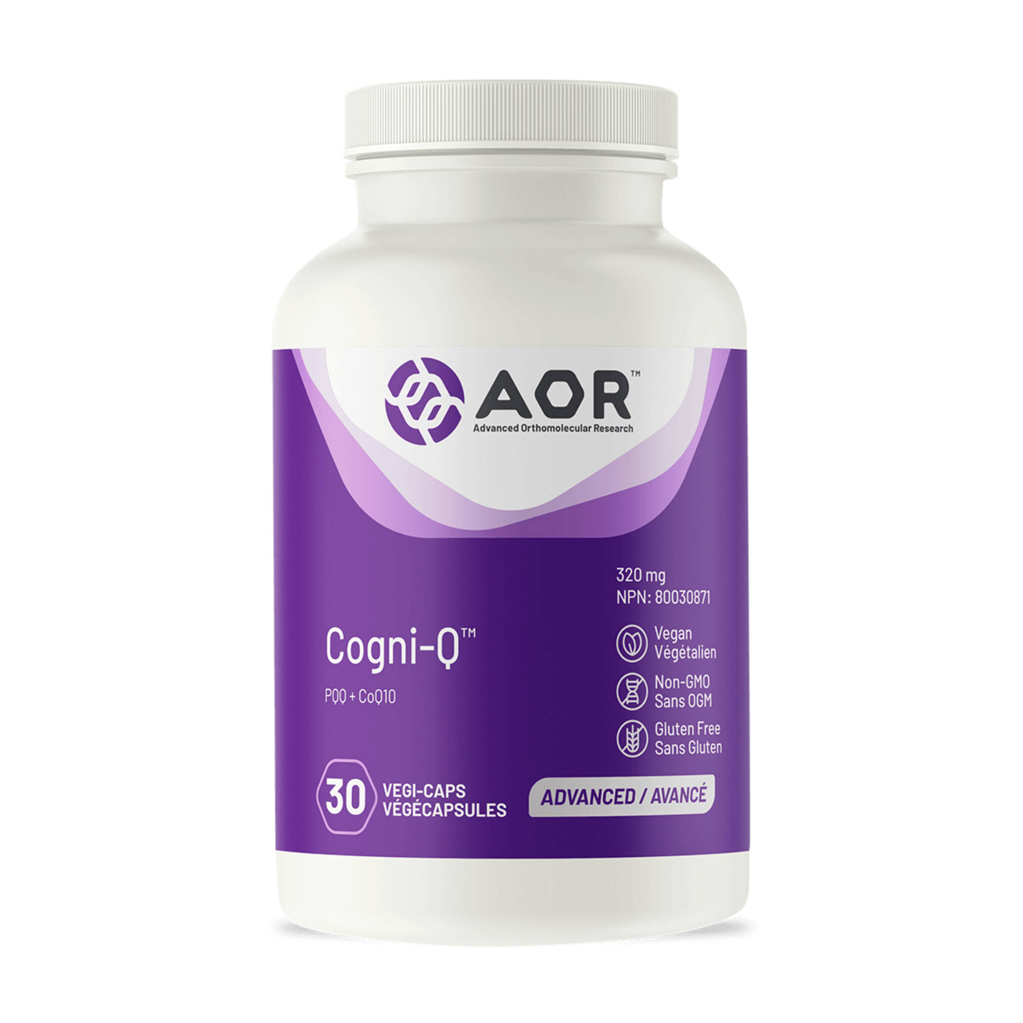 AOR Cogni-Q 30 vegetable capsules - 320mg PQQ and CoQ10