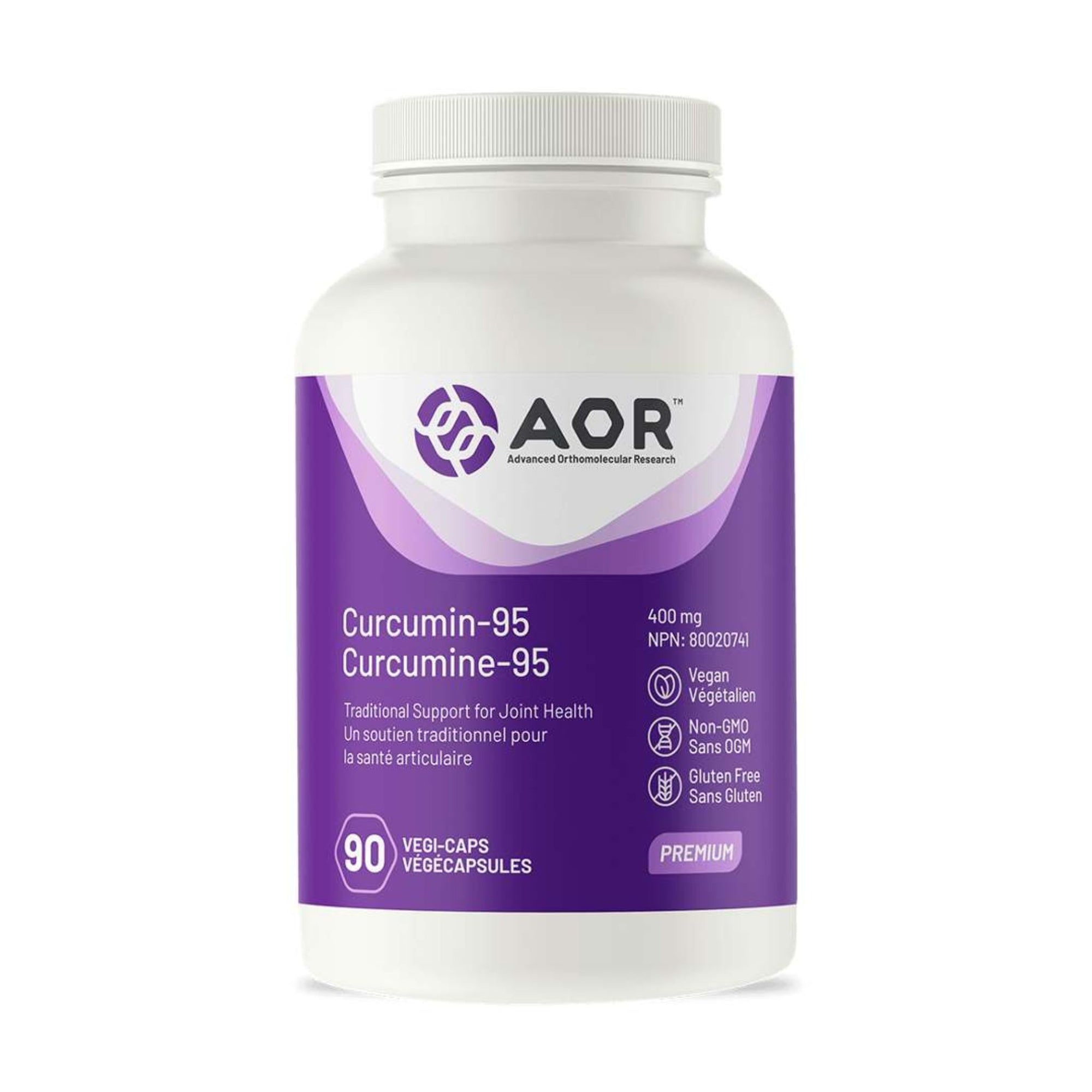 AOR Curcumin-95, 400mg 90 Vegetable Capsules - a supplement traditionally used as support for joint health. 