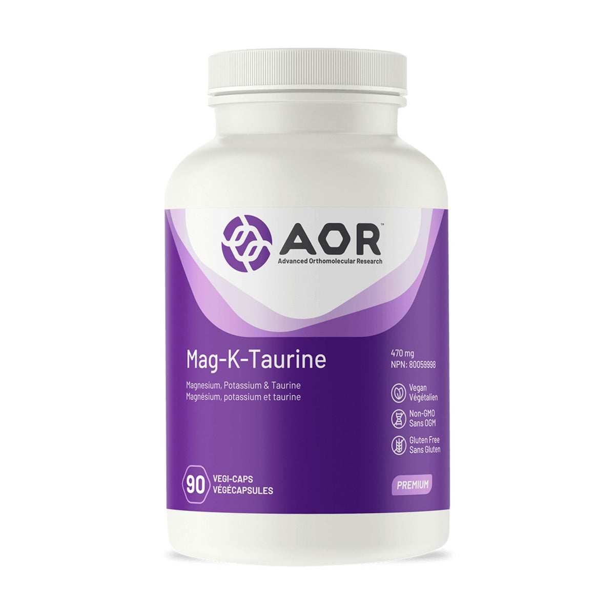 AO Mag-K-Taurine 90 capsules - magnesium, potassium, and taurine - 470mg