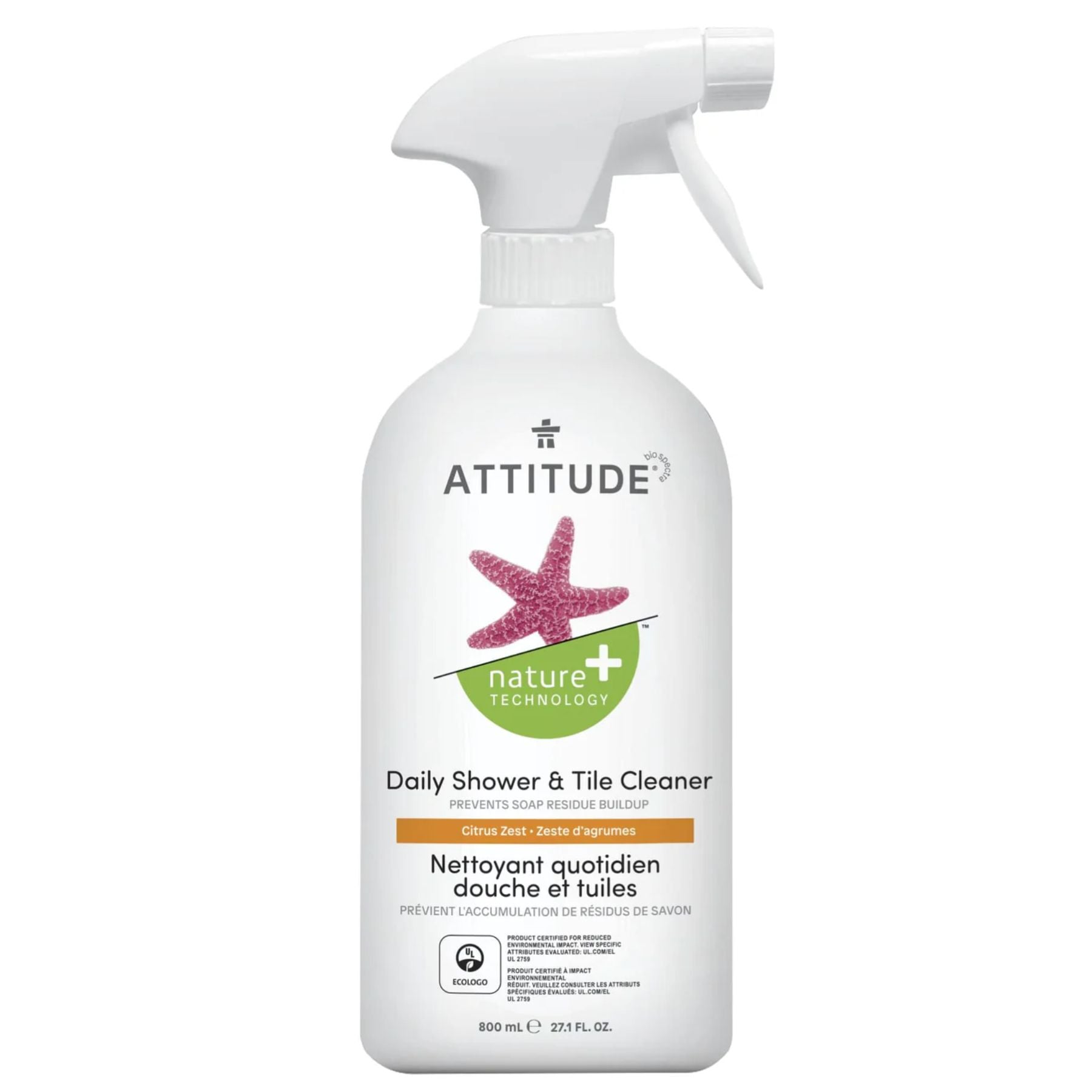 Attitude Nature+ Daily Shower & Tile Cleaner - Citrus Zest 800ml