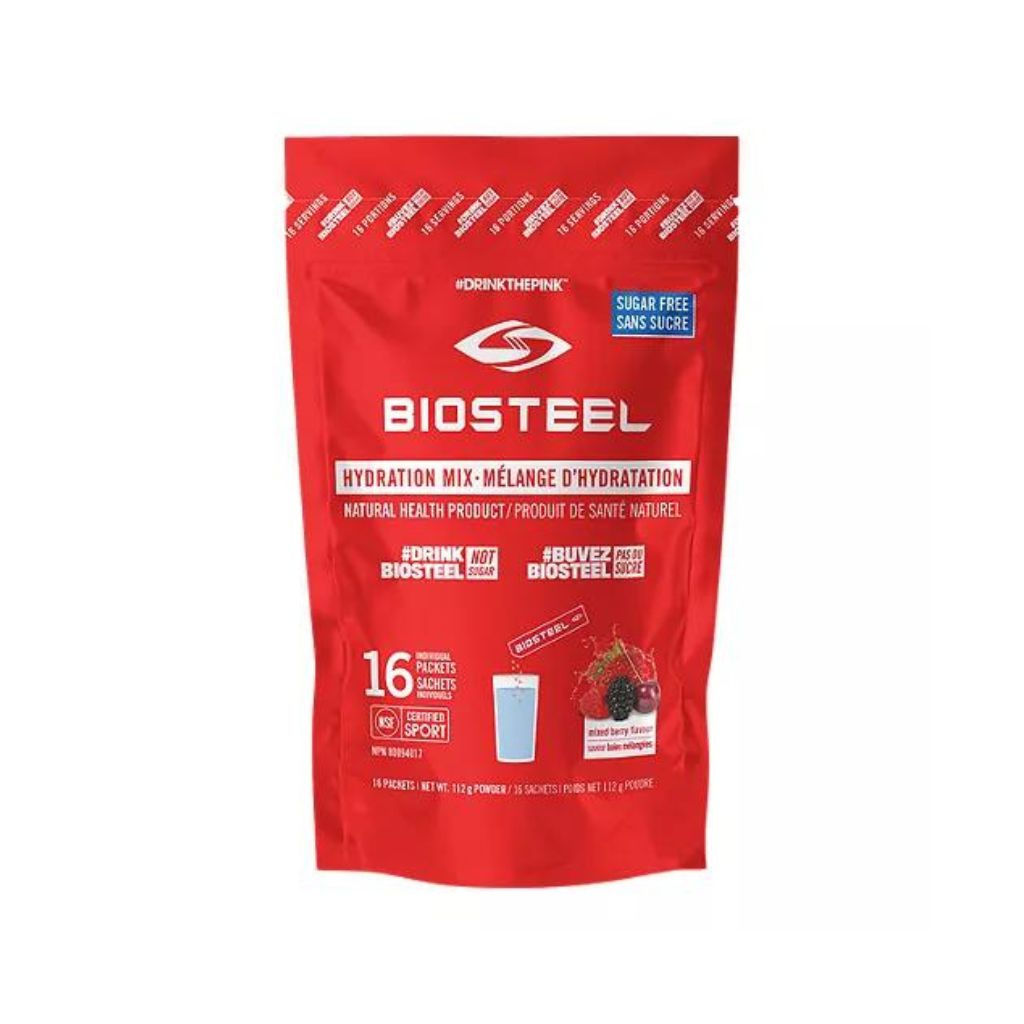 BioSteel Hydration Mix Mixed Berry - 16 individually wrapped sachets in a bag - for electrolytes on-the-go.  