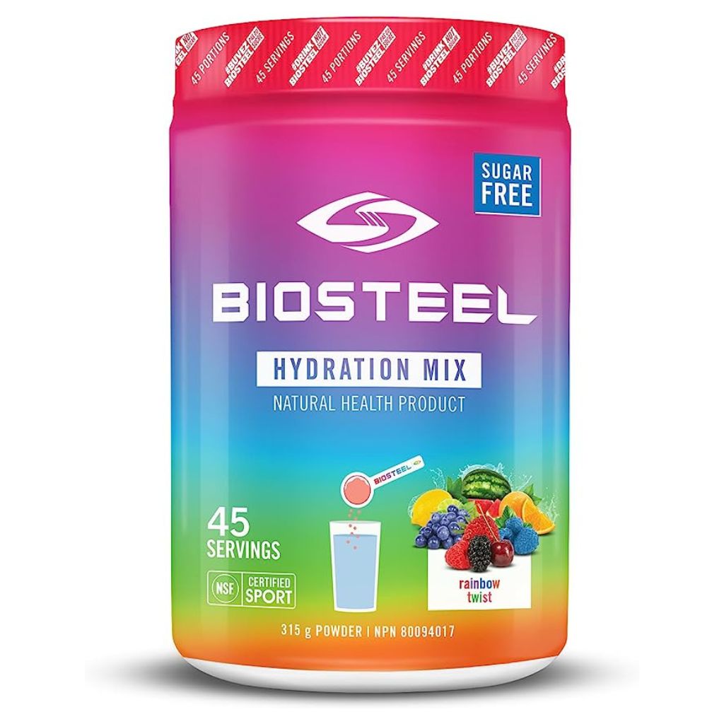 BioSteel Hydration Mix Rainbow Twist 315g - 45 Serving container - sugar-free electrolytes and NSF Sport Certified.