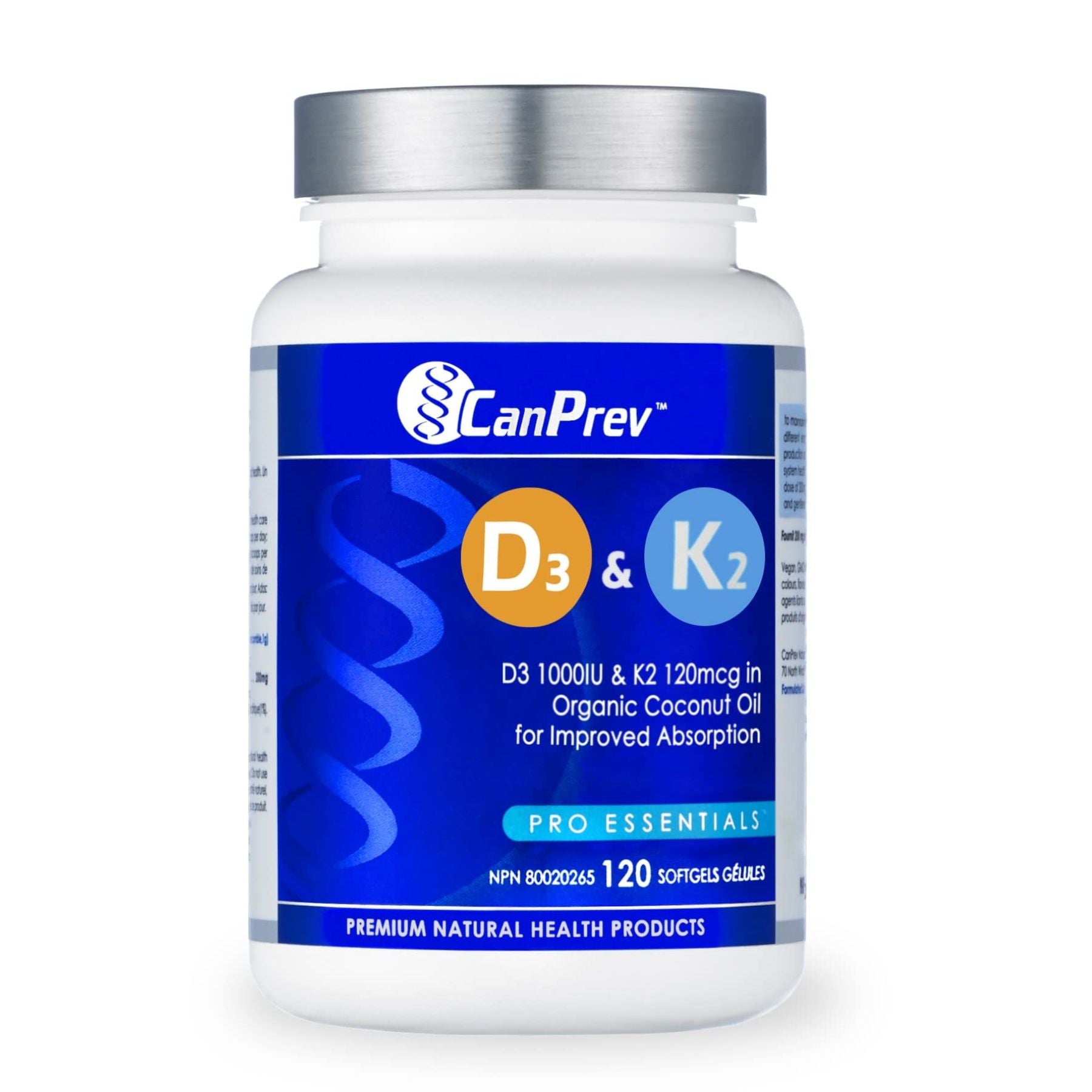 CanPrev Vitamin D3 & K2 120s