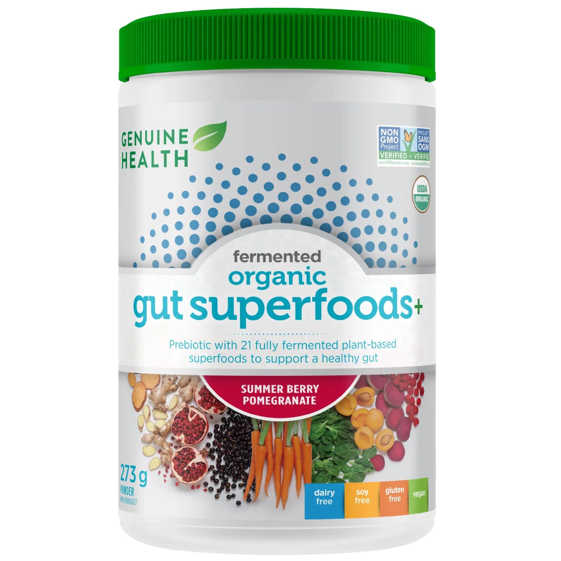 Genuine Health Fermented Organic Gut Superfoods+ (Summer Berry) 273g