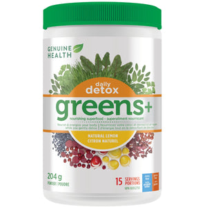 Genuine Health Greens+ Daily Detox - Natural Lemon 204g (15 servings)