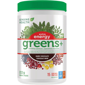 Genuine Health Greens+ Extra Energy Dark Chocolate 15 Servings (222g)