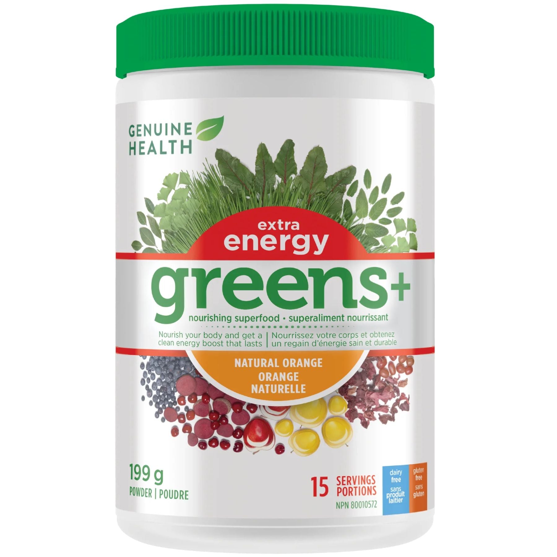 Genuine Health Greens+ Extra Energy Natural Orange 15 Servings (199g)