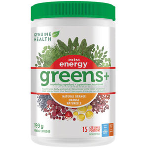 Genuine Health Greens+ Extra Energy - Natural Orange 199g (15 servings)