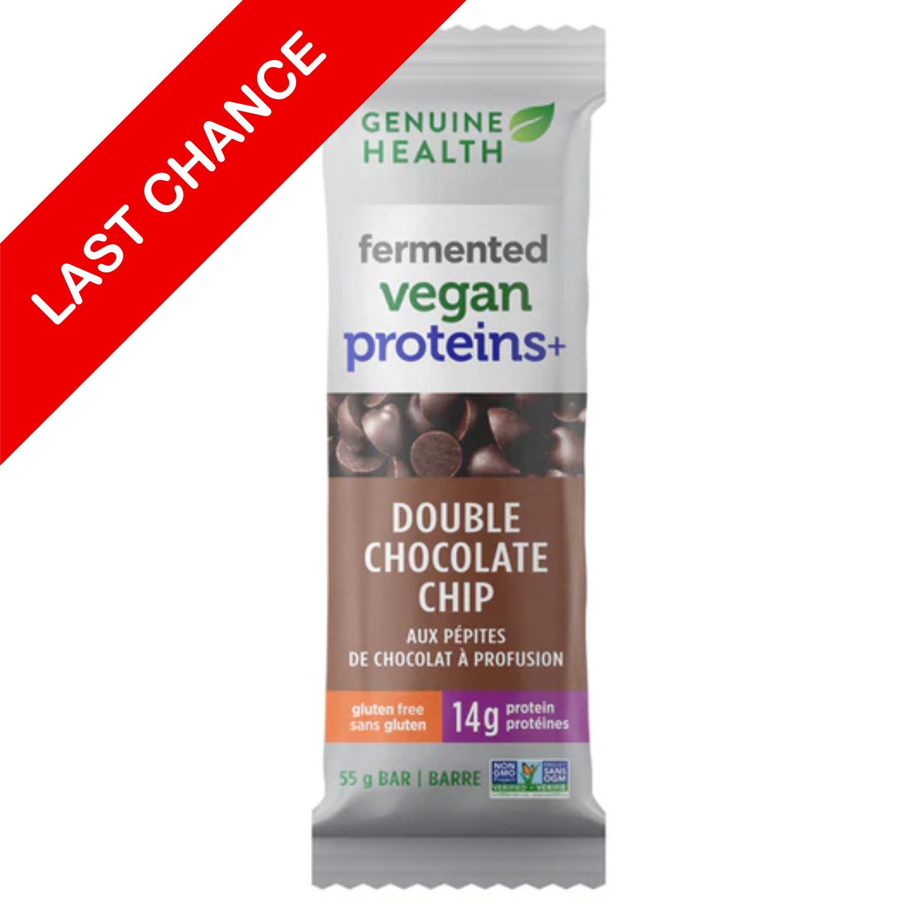 Genuine Health Fermented Vegan Proteins+ Bar - Double Chocolate Chip 55g