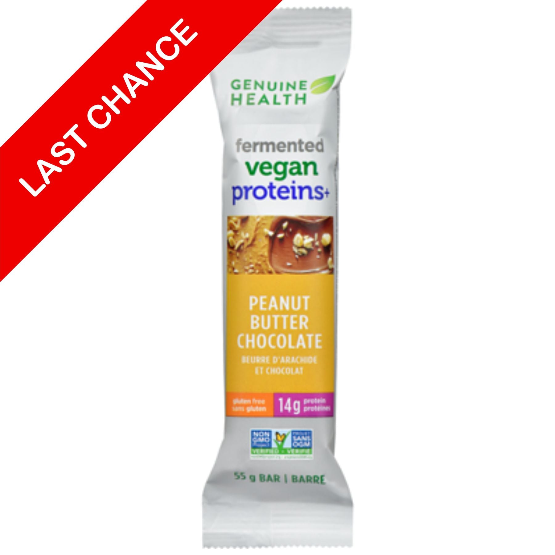 Genuine Health Fermented Vegan Proteins+ Bar - Peanut Butter Chocolate 55g