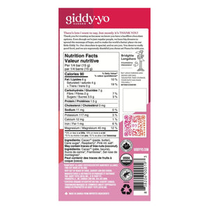Giddy Yo Raspberry 76% Dark Chocolate Bar Certified Organic 60g