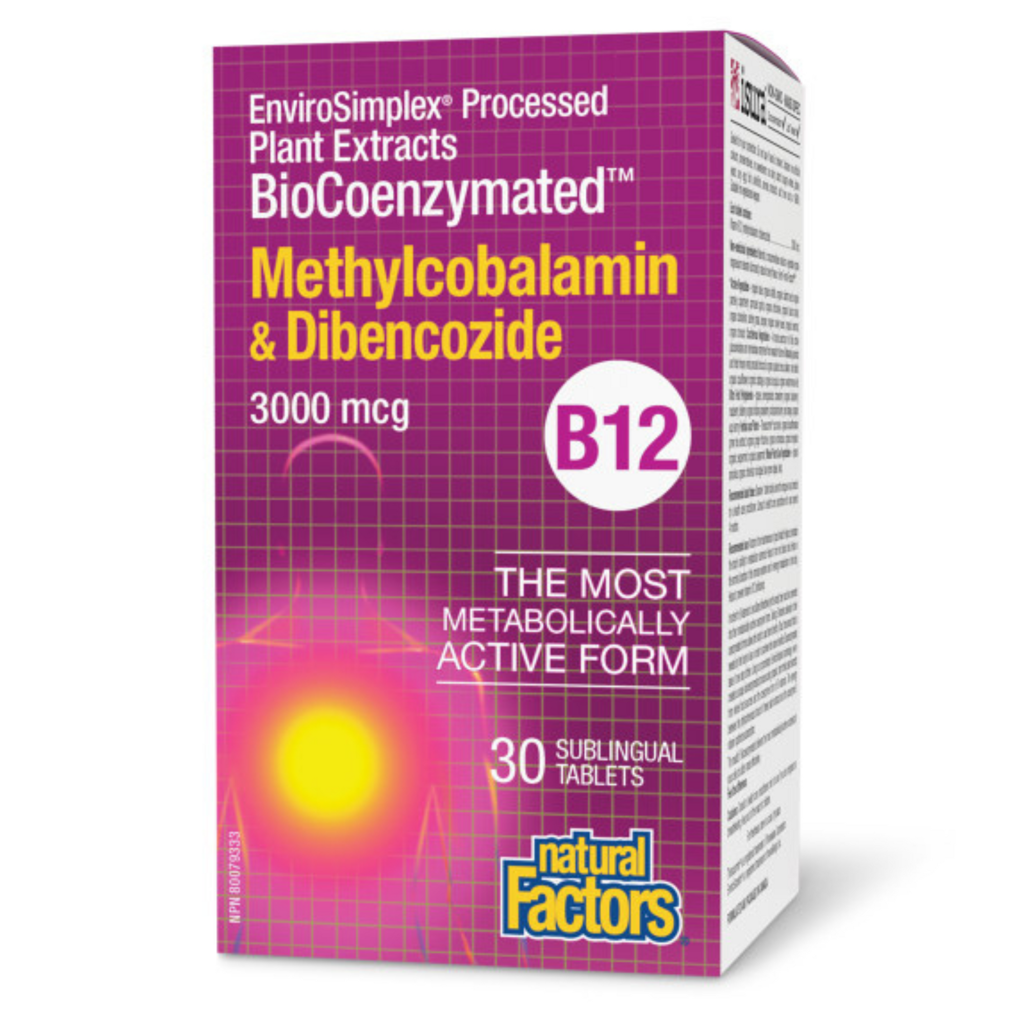 Natural Factors BioCoenzymated Methylcobalamin & Dibencozide 3000 mcg - featuring both forms of highly bioavailable Vitamin B12 - 30 sublingual tablets