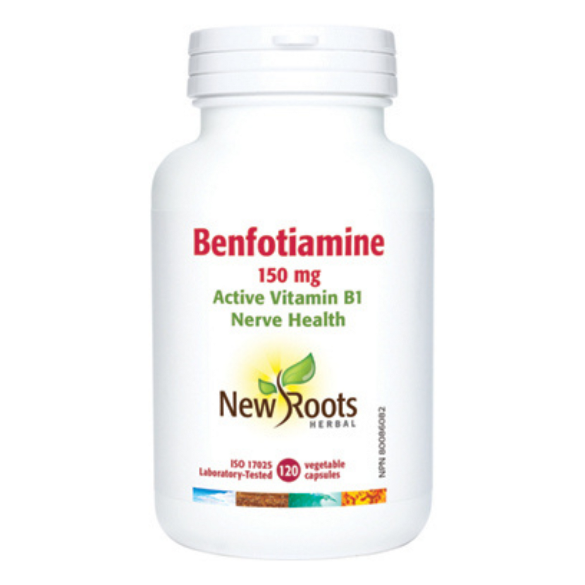New Roots Benfotiamine 150 mg - Active Vitamin B1 - Nerve Healthy - 120 vegetable capsules in a bottle. 