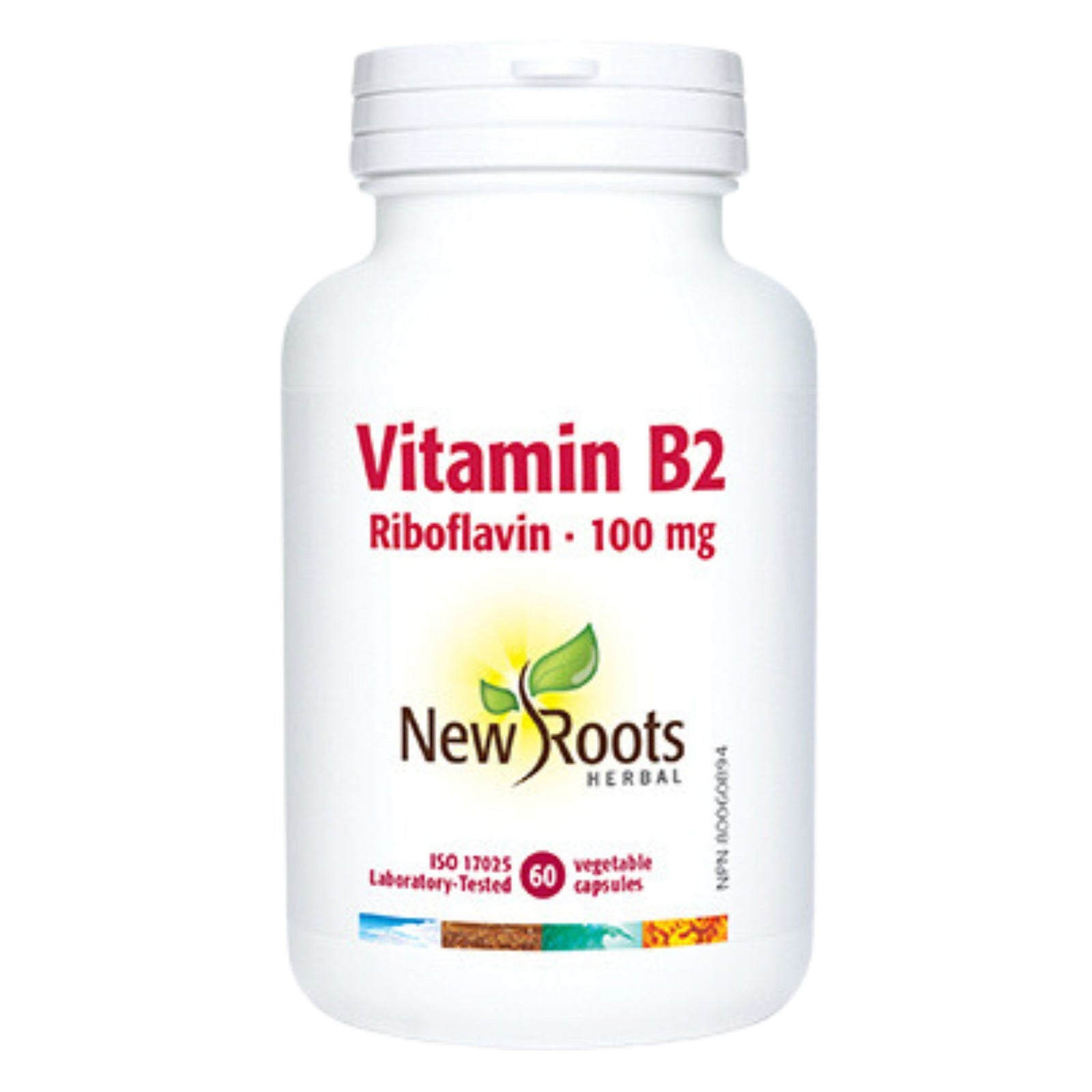 New Roots Vitamin B2 - Riboflavin - 100mg - 60 vegetable capsules. 