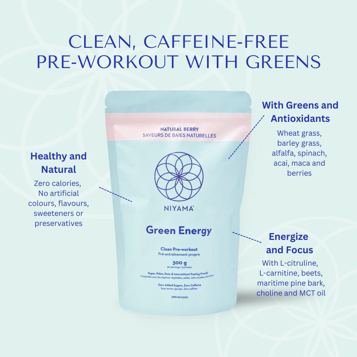 Niyama Green Energy Clean Pre-workout Natural Berry 300g