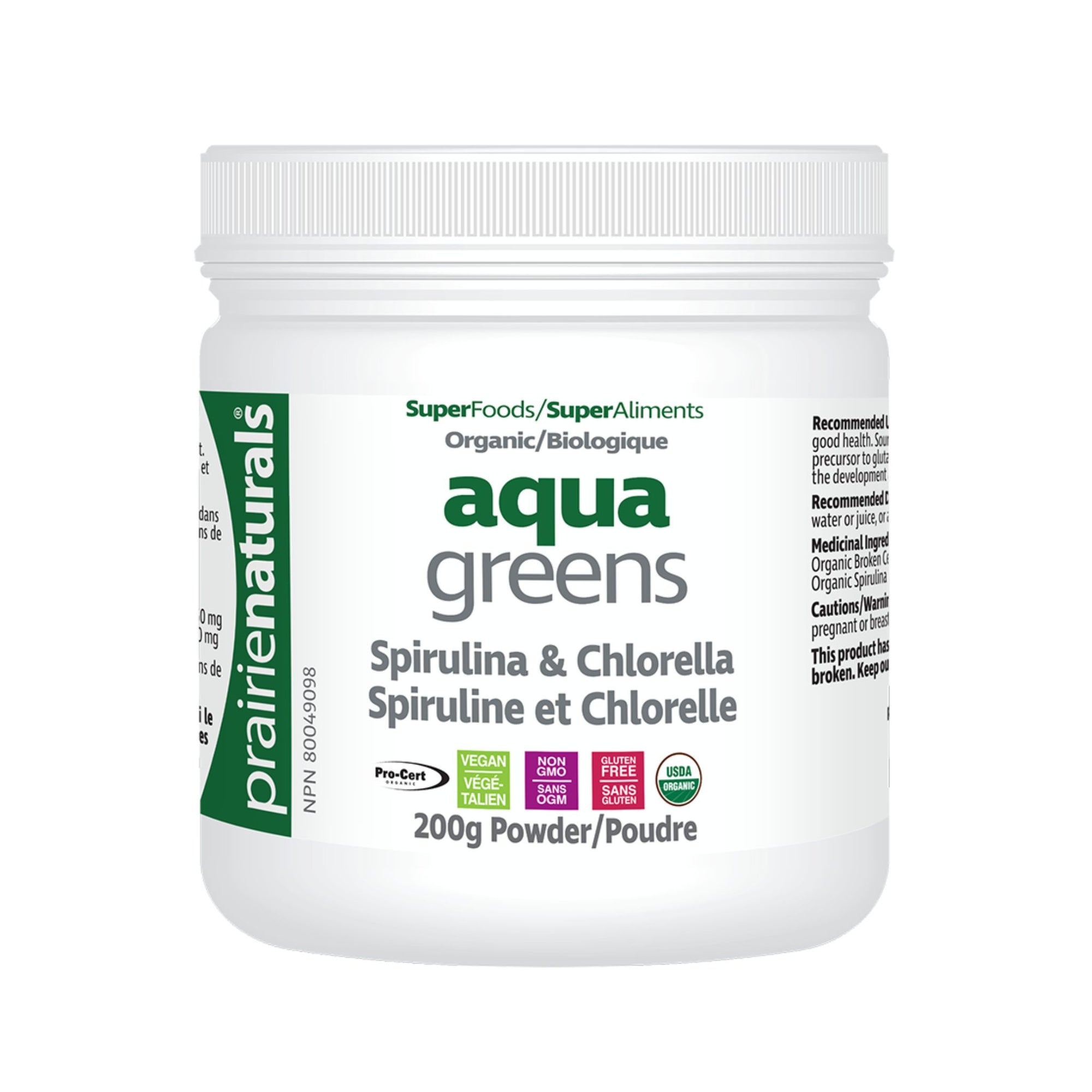 Prairie Naturals Aqua Greens - 200g powder: A nutrient-dense and revitalizing blend of aquatic greens.