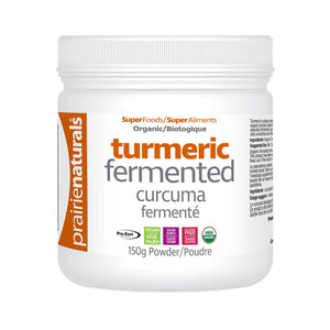 Prairie Naturals Organic Fermented Turmeric - 150g: Potent antioxidant and anti-inflammatory organic superfood supplement.