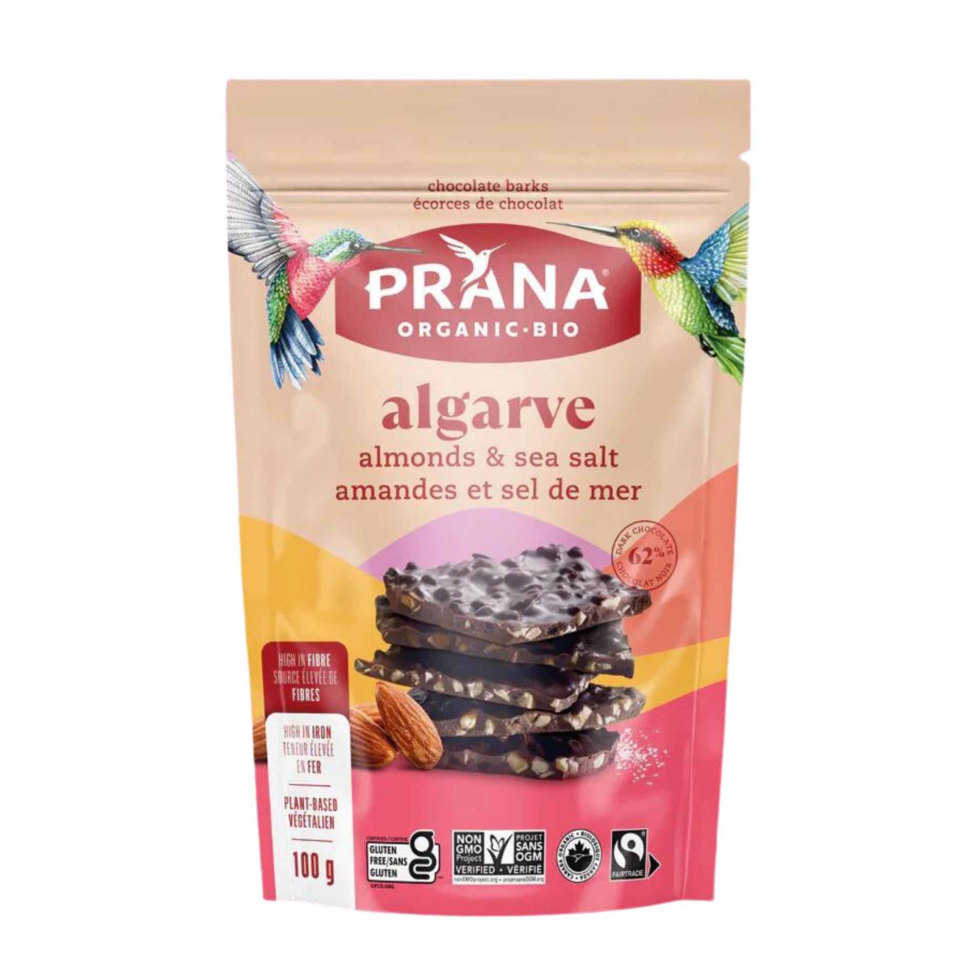 Prana Algarve Chocolate Bark with Almonds & Sea Salt 100g