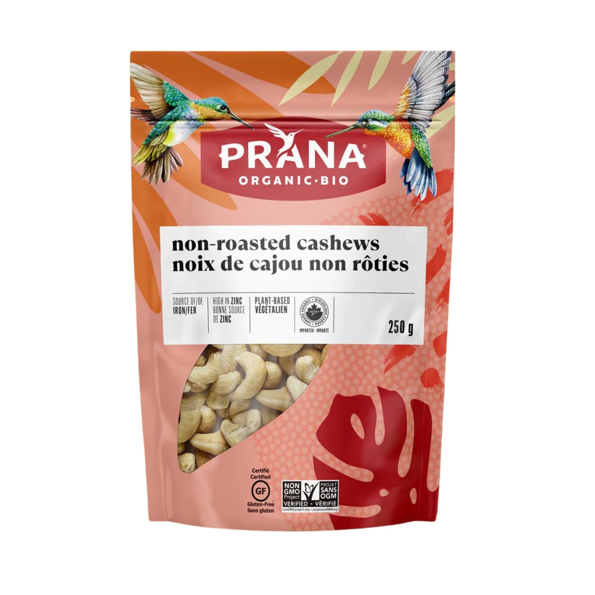 Prana Organic - non-roasted Cashews 250g bag 