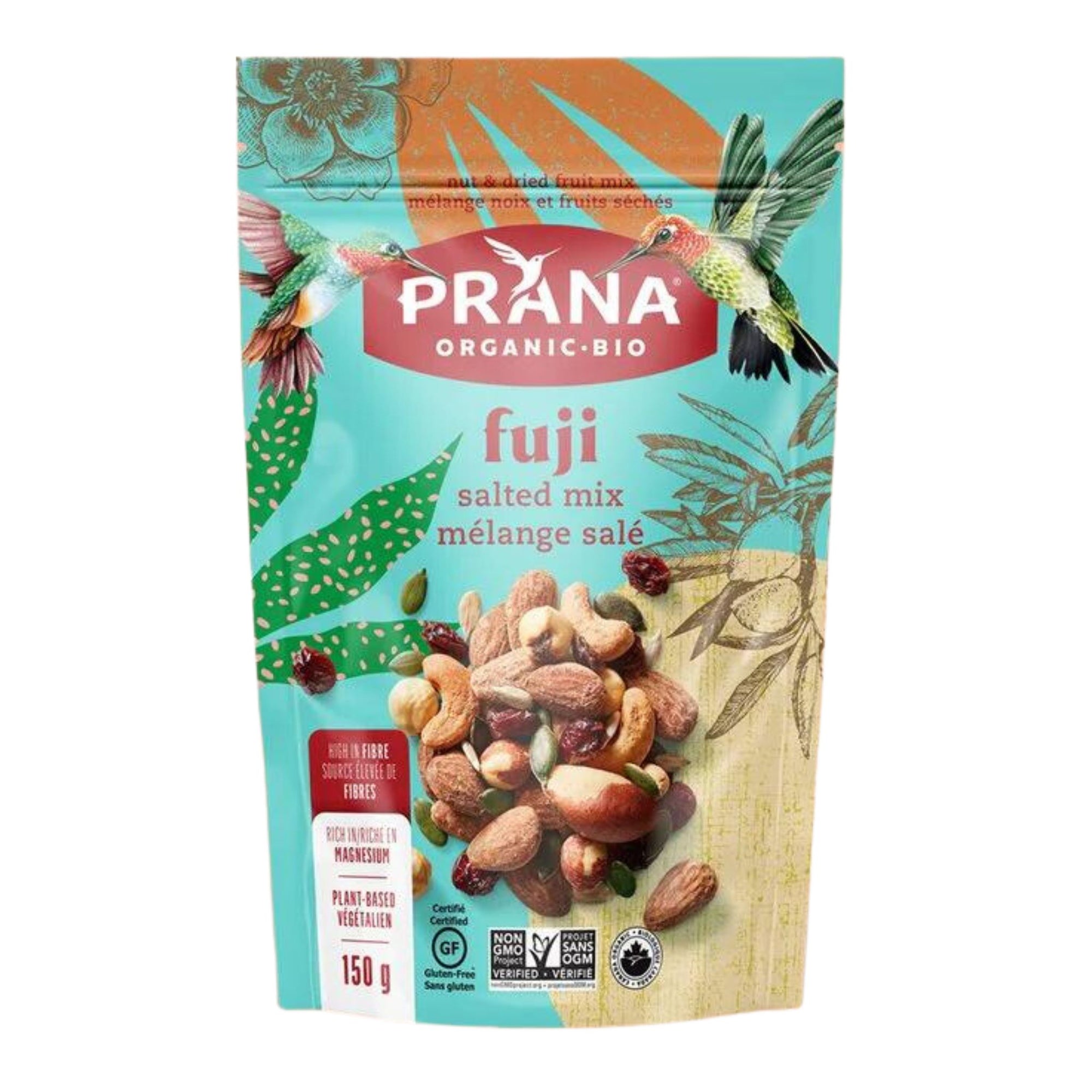 Image of Organic Prana Fuji Mix 150g, a blend of dried fruits and nuts, available at Fiddleheads Health and Nutrition.