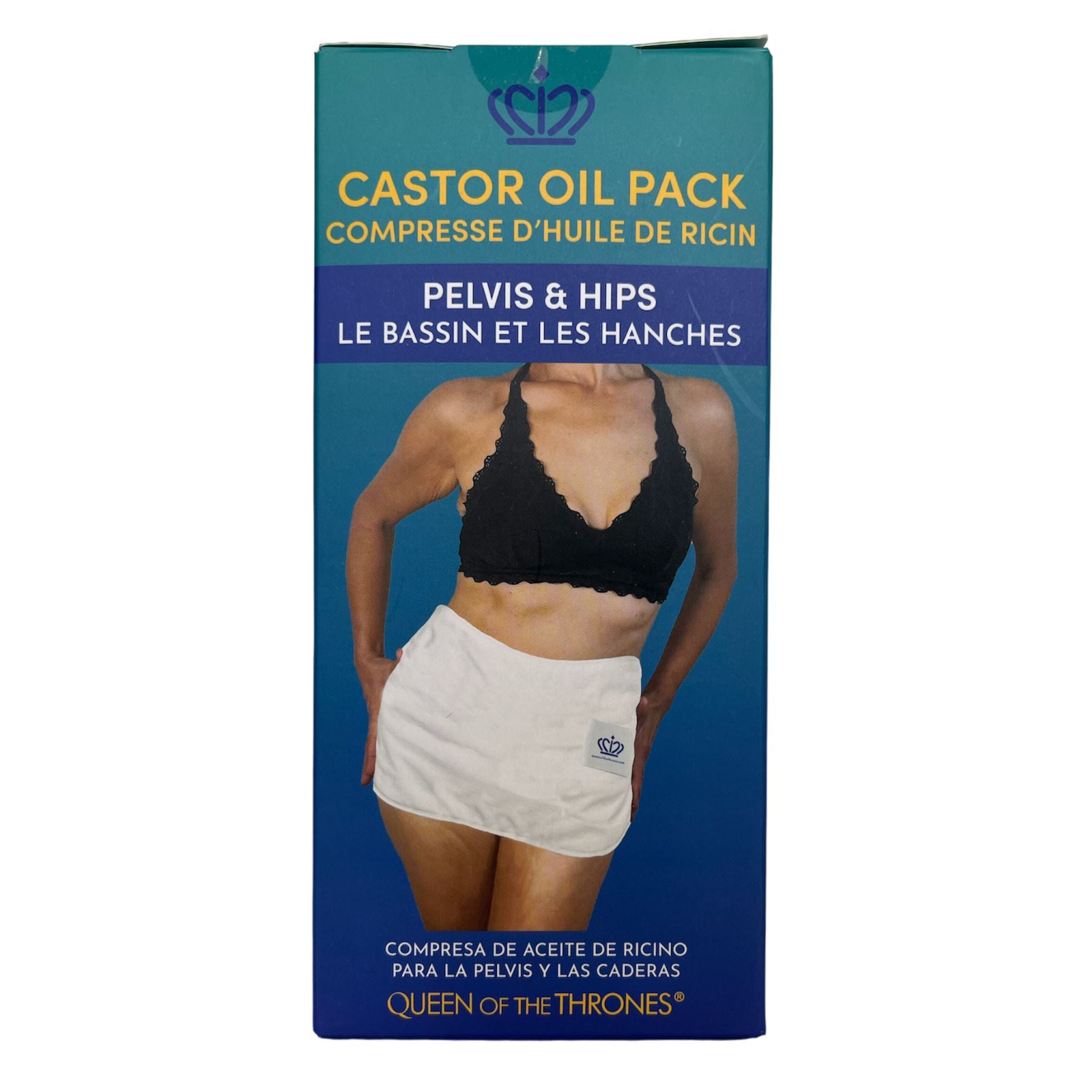 Queen of the Thrones Castor Oil Pack for Pelvis and Hips. Compress only, castor oil sold separately.