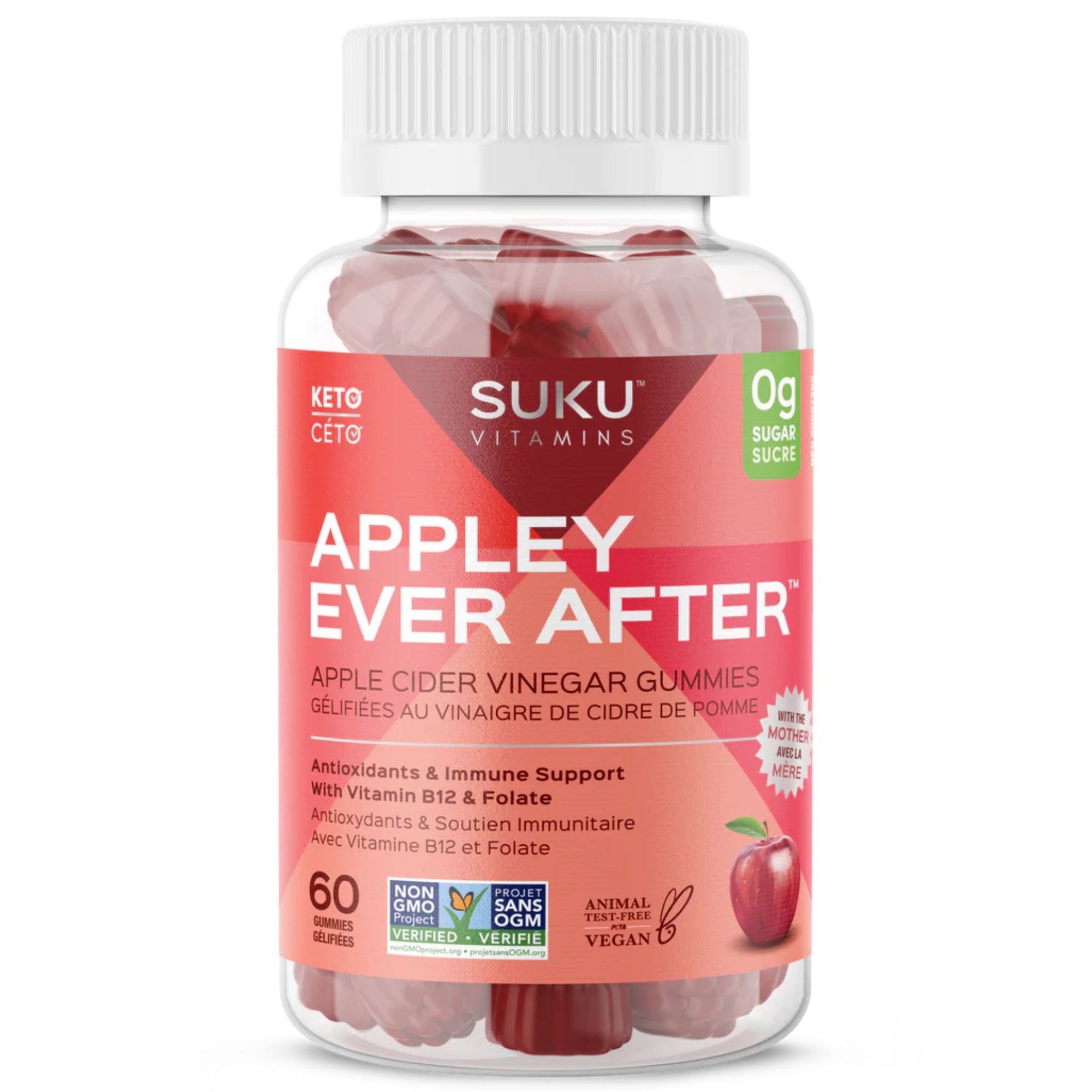 Suku Appley Ever After Apple Cider Vinegar Gummies bottle - Antioxidants & immune support. 