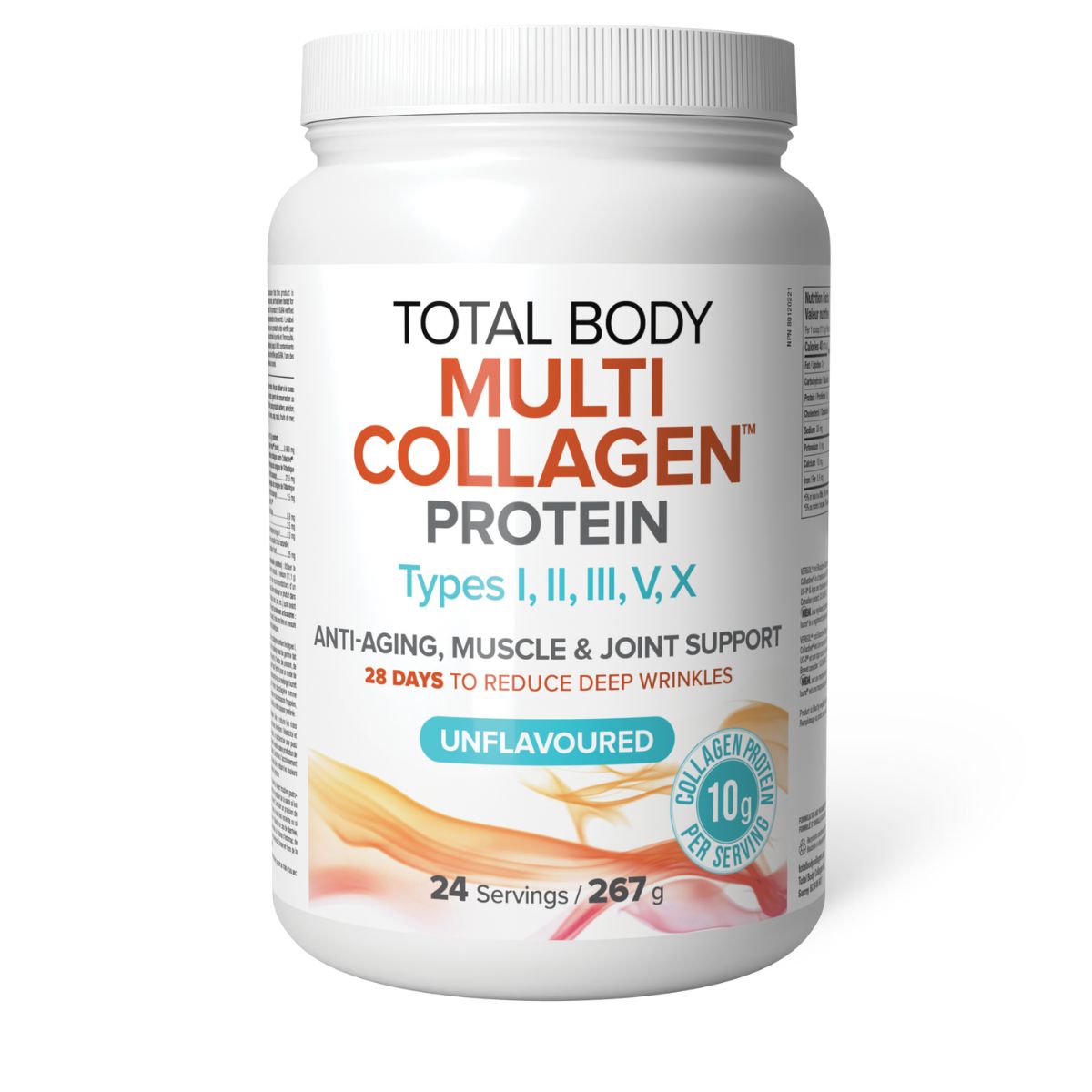 Image of Total Body Multi Collagen 267g container (plastic bottle with twist-to-open lid) - a premium collagen supplement for skin, joint, and bone health. 