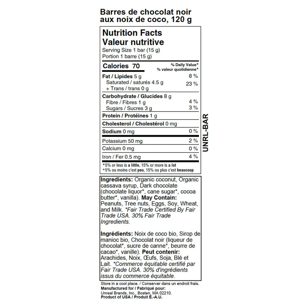 Unreal Dark Chocolate Coconut Bars 120g