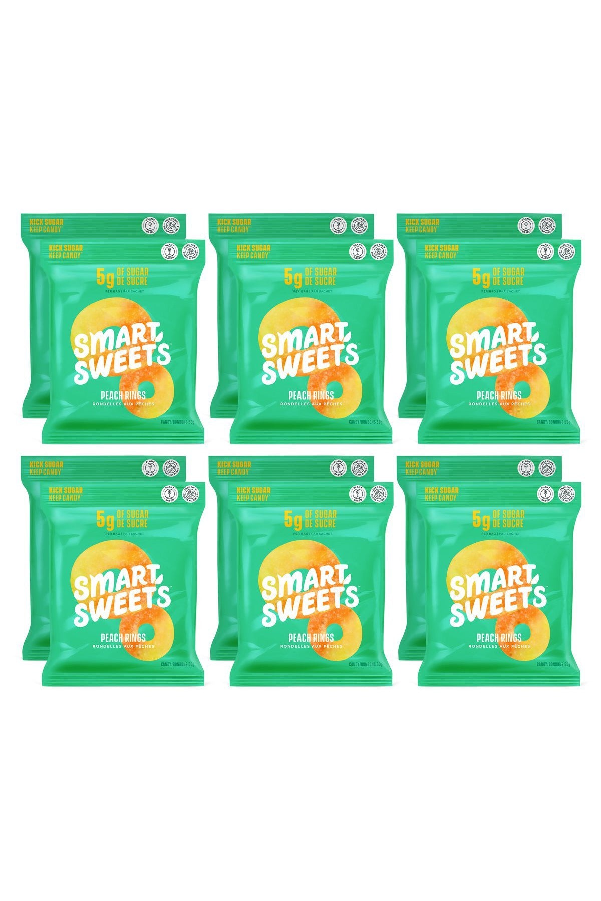 Smart Sweets Peach Rings 50g (Case of 12)